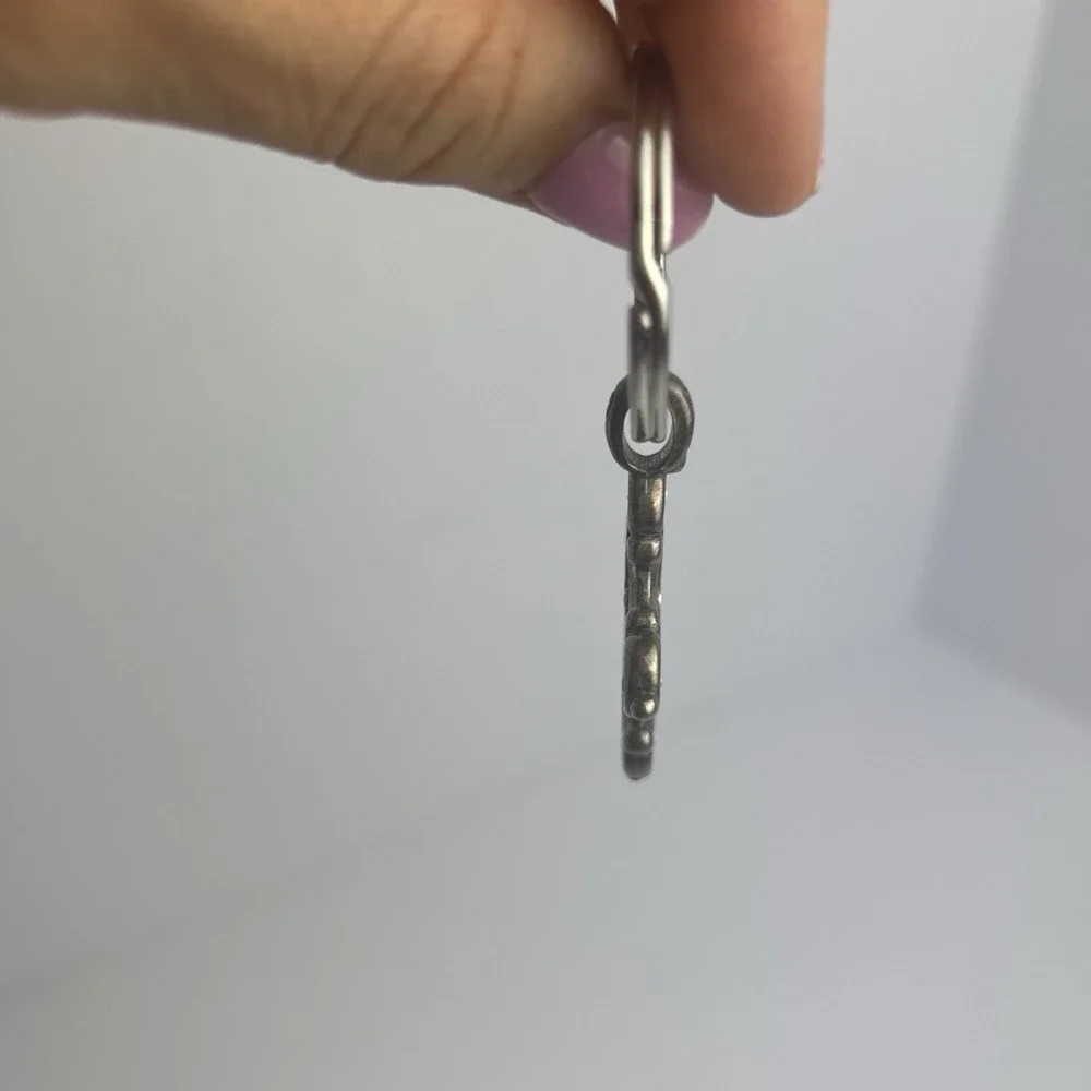 Vintage Brighton Silver Metal Religious Cross Keychain with Fob Keyring